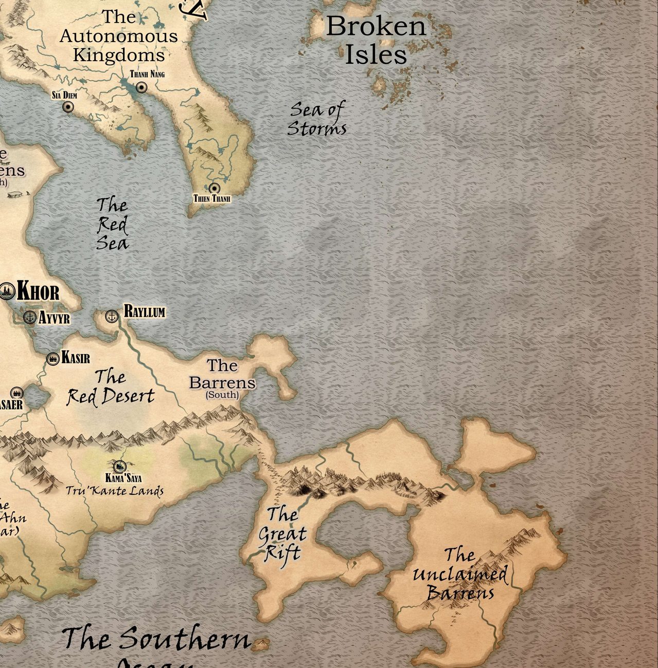 Regional map of the Barrens and the Great Rift