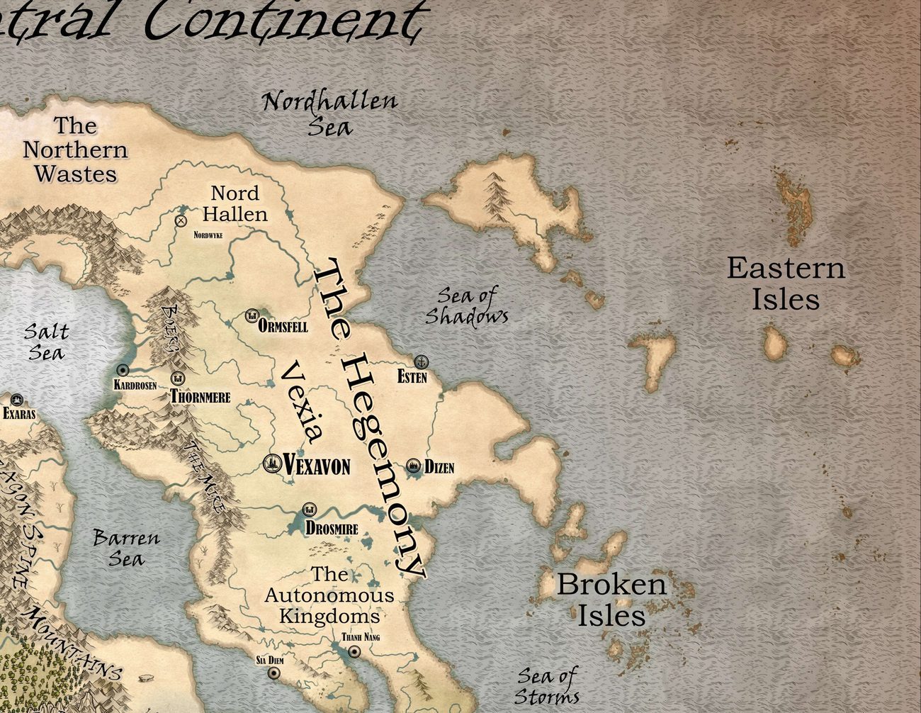 Regional map of Vexia and the Hegemony