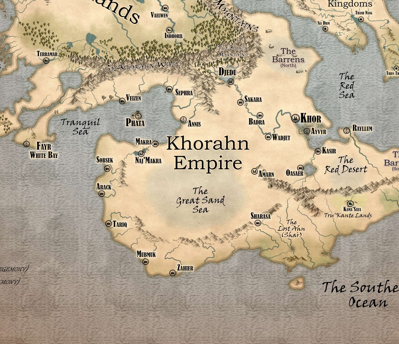 Regional map of Khor and the southern lands