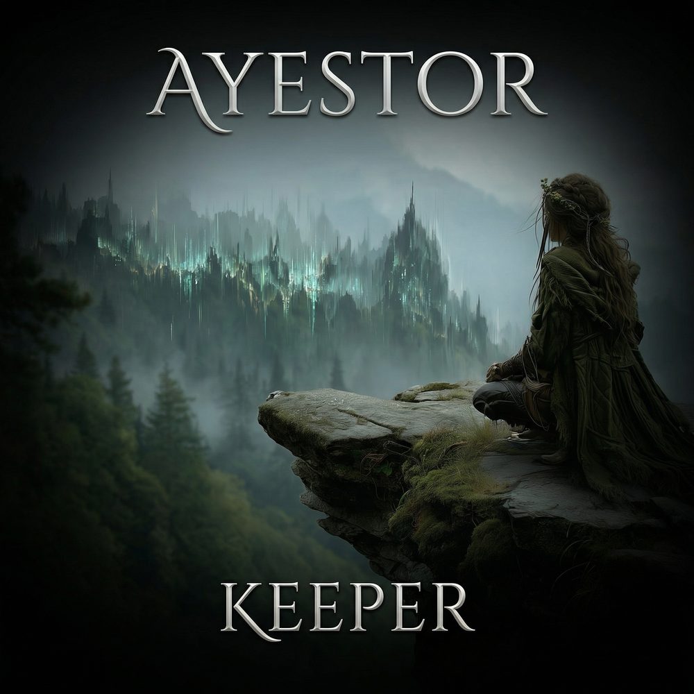 Keeper single cover — a mist-wreathed fantasy keep above standing statues